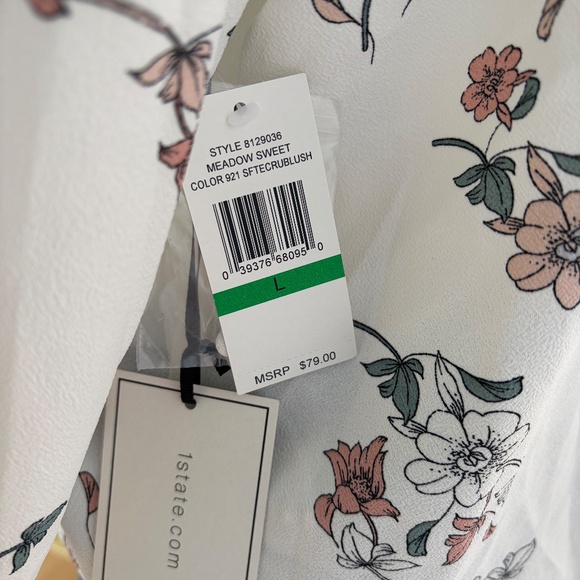 NWT 1.State Floral Cropped Blouse with Tie – Size Large - Picture 5 of 6
